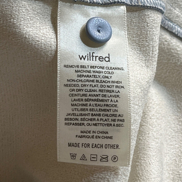 Wilfred Caroline Dress Women's Medium Button Down Blue Belted Vegan Leather - Picture 14 of 15